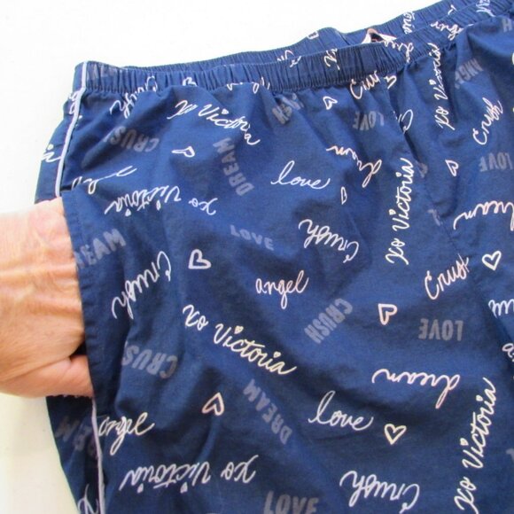 Victorias Secret Blue 'Script' Lightweight Cotton Pajama Pants Medium - Picture 4 of 11